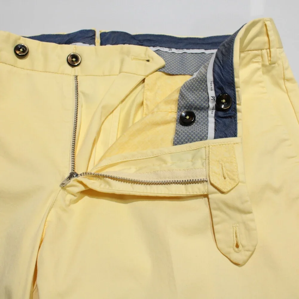 PT Torino NWT Chinos / Casual Pants Size 50 (US 34) Slim Fit in Yellow Cotton